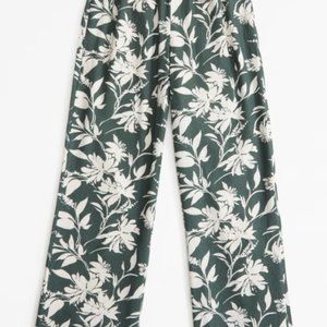 Abercrombie Linen-Blend Pull-On Pant in Green Floral - Size S, NWT